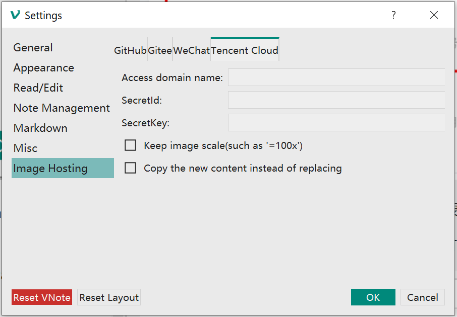 Tencent Cloud Settings
